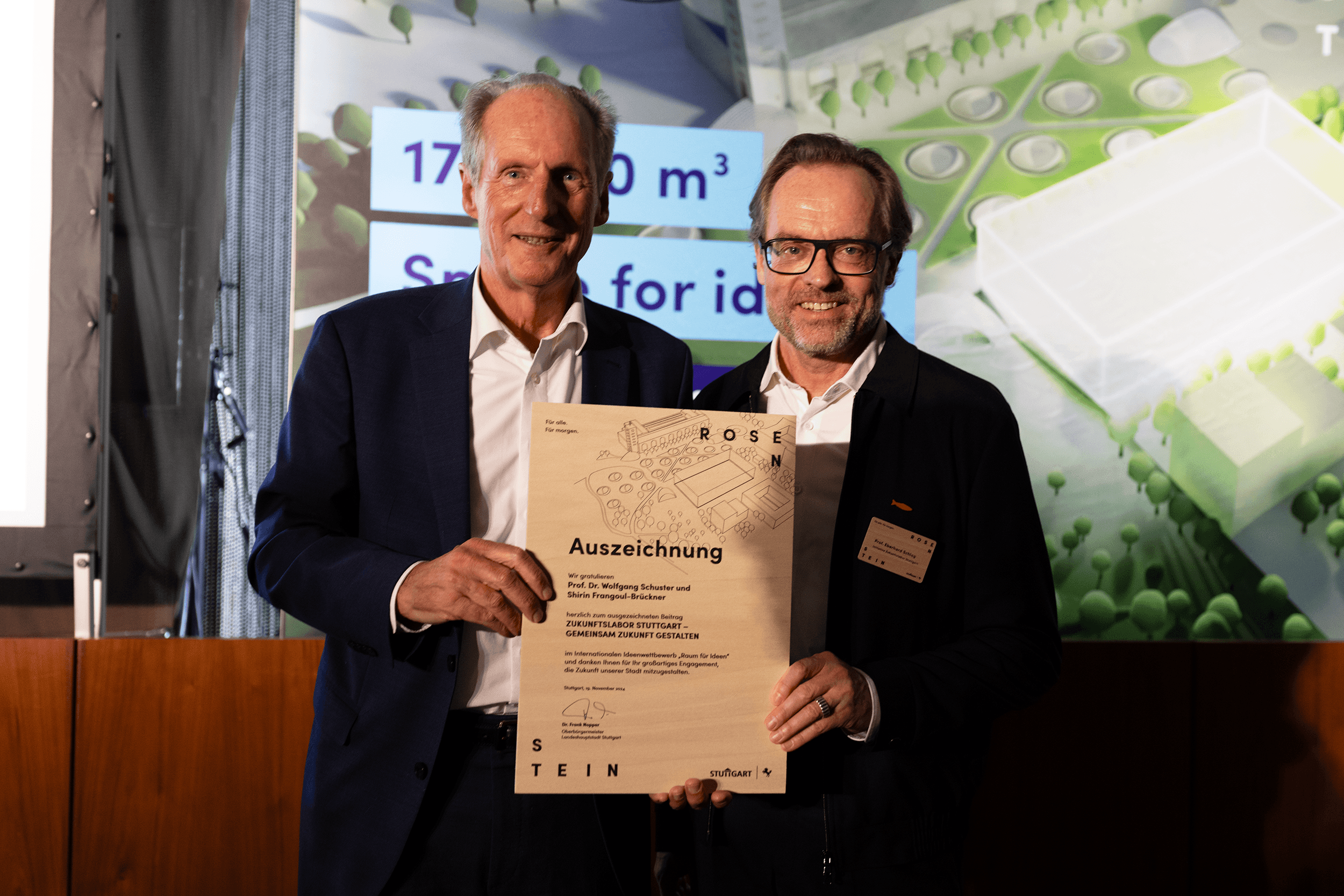 Prof. EBERHARD SCHLAG & Prof. Dr. Schuster accepting the price for our "Future Lab"